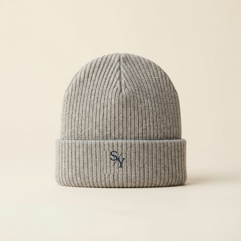 THE RIB ribbed beanie in Mid Heather Grey