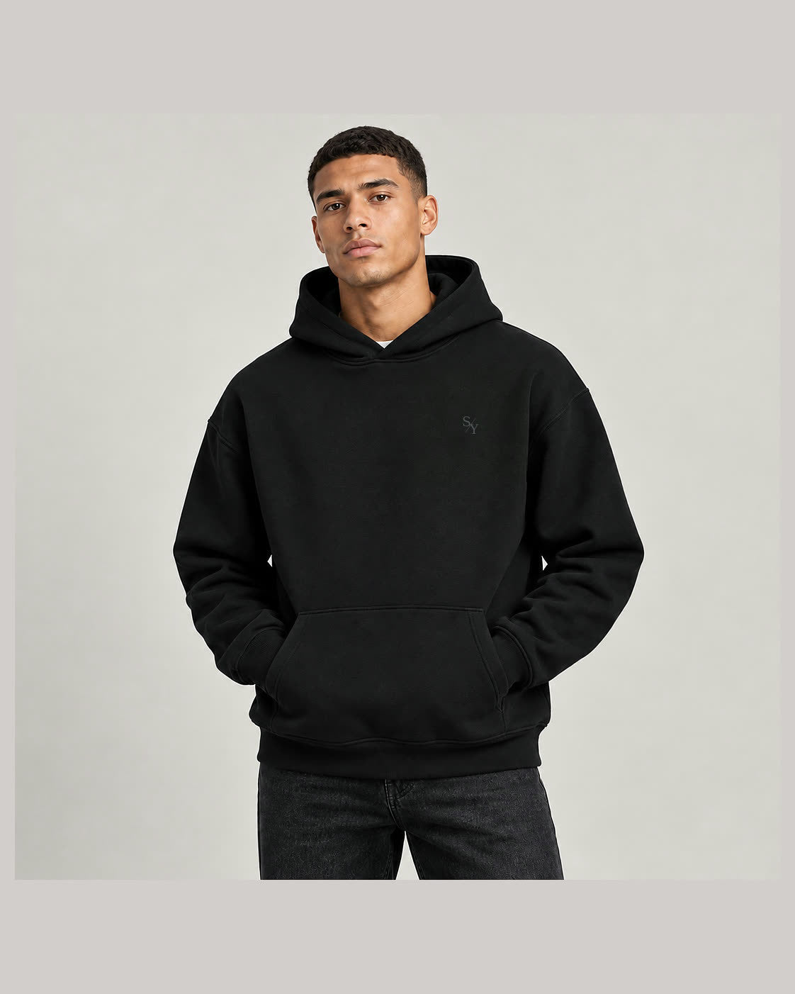 THE UNIFORM hoodie in Black, on body