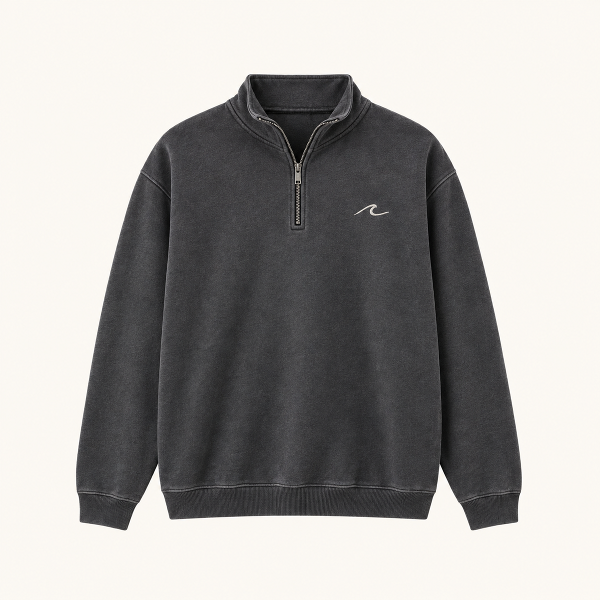 THE BREAK — Coastal Quarter Zip | Washed Charcoal | Front
