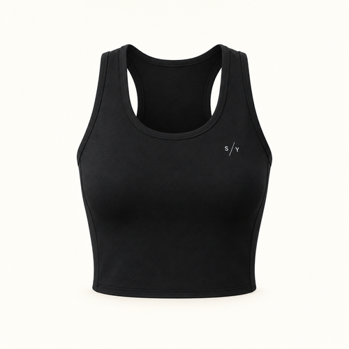 THE ALIGN — Active Crop Tank | Black | Front