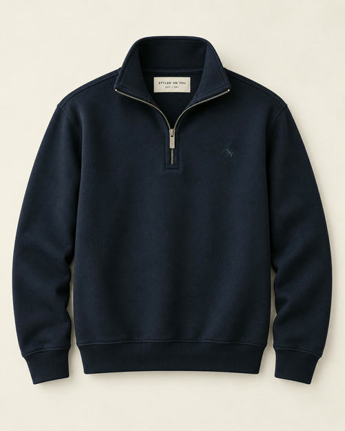 THE CLUB quarter-zip sweatshirt in French Navy