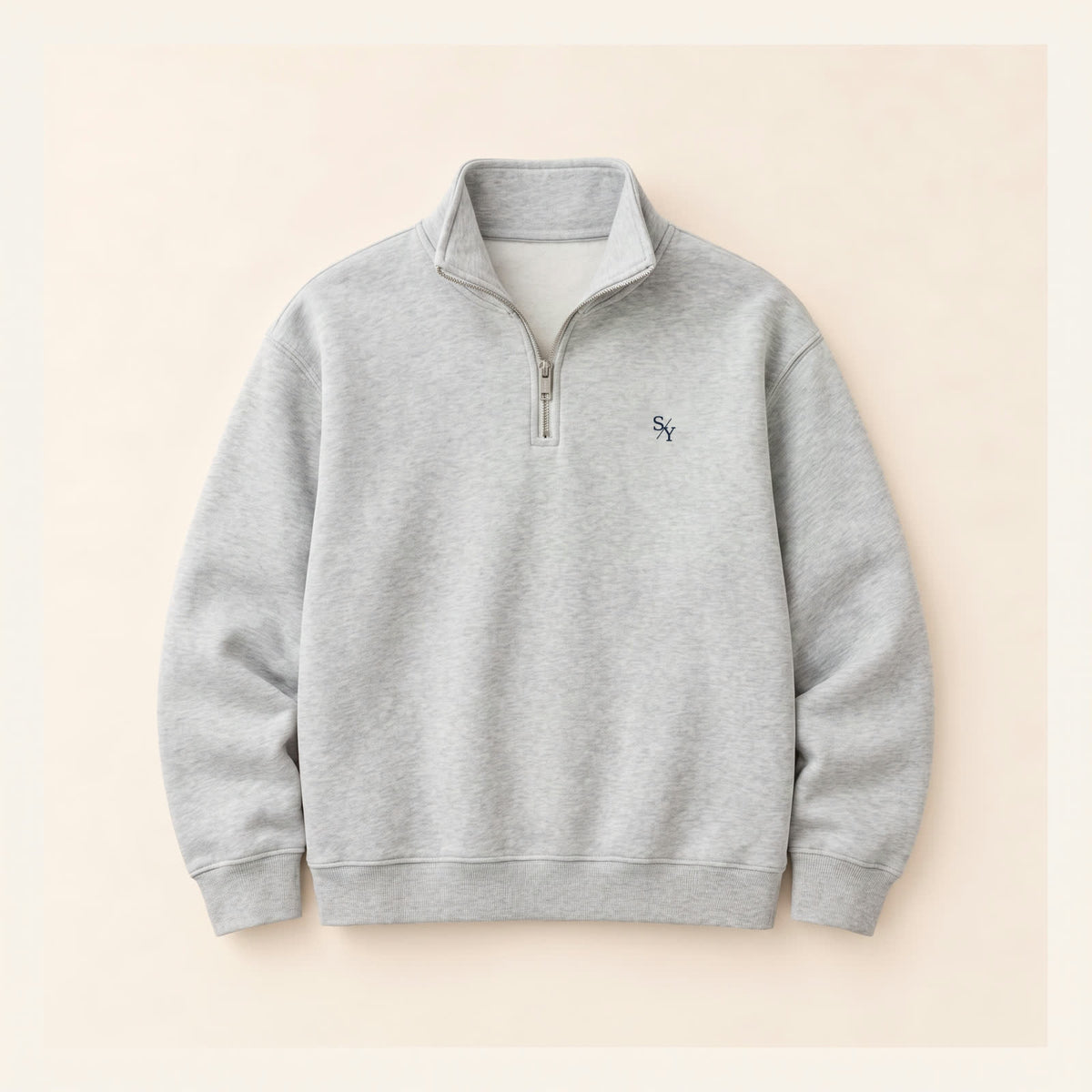 THE CLUB quarter-zip sweatshirt in Heather Grey