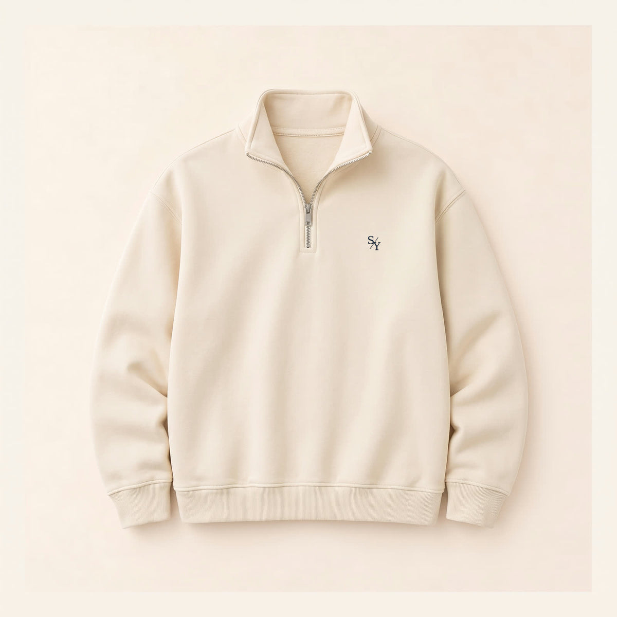 THE CLUB quarter-zip sweatshirt in Natural Raw