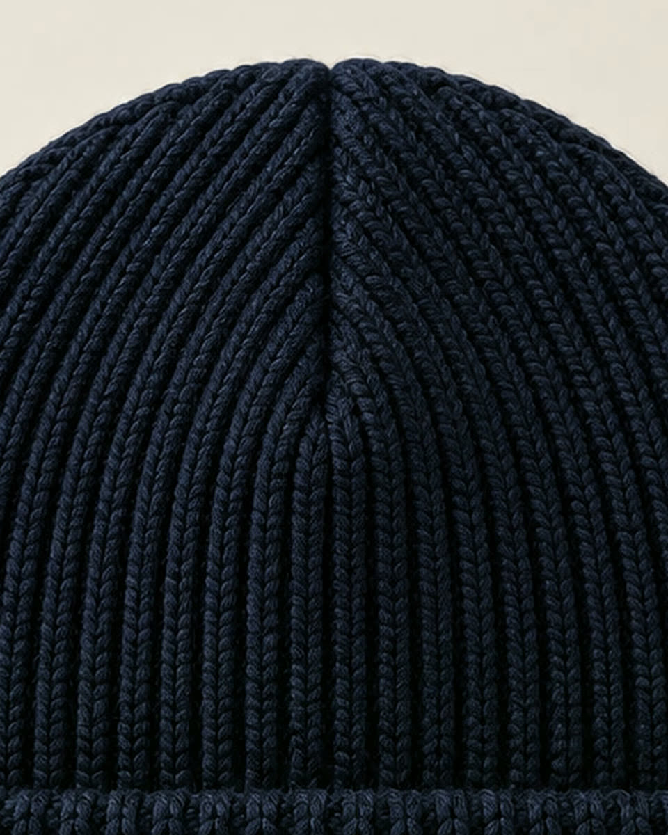 THE RIB French Navy rib-knit fabric detail
