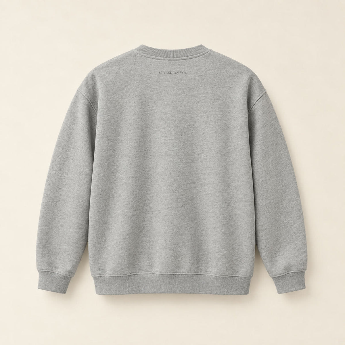 THE STUDIO crew sweatshirt in Heather Grey, back view